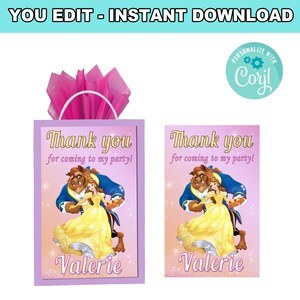 Beauty and the Beast Gift Favor Bag Label | Self-Editing | Instant Download