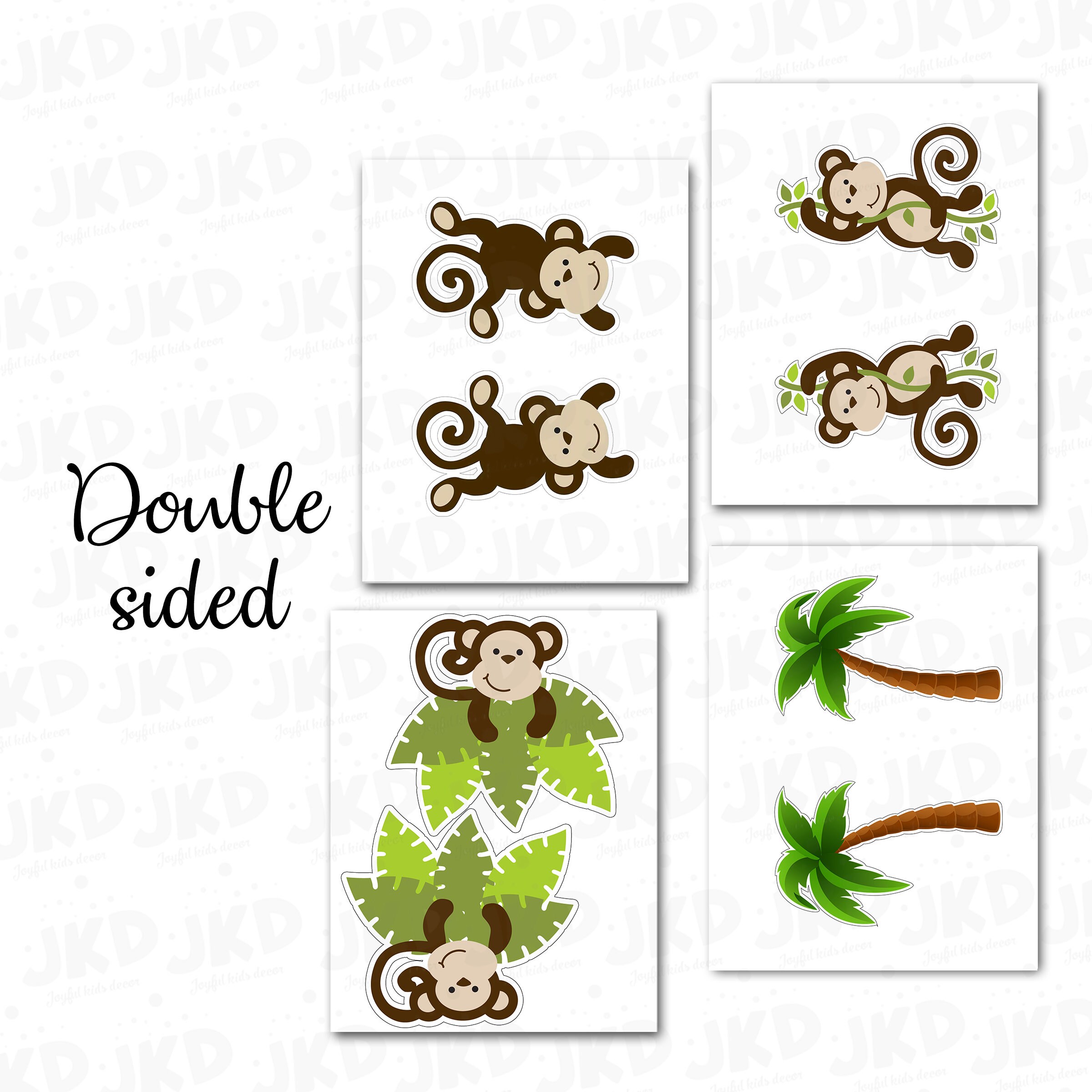 Monkey Birthday Cake Topper Set - 12 PCS Jungle Theme Cupcake Decorations