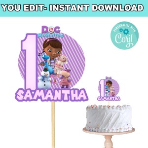 Doc McStuffins Cake Topper | Self-Editing | Instant Download