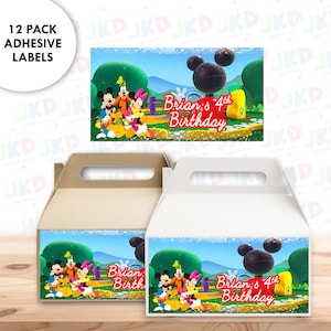 Mickey Mouse clubhuis geveldoos etiketten | 12-pack stickers | Grootte 6x3,25in