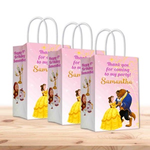 Beauty and the Beast Bags with Handles for Kids Gift Favor Birthday Party - 12pack