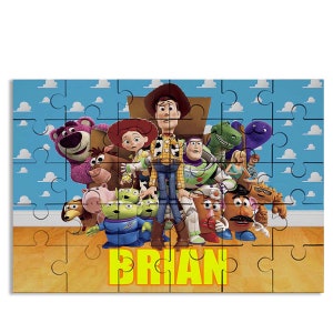 Toy Story Puzzle with Name Kids Jigsaw Gift for Son Daughter Grandson Granddaughter Birthday | 30pcs 7.5x9.5in