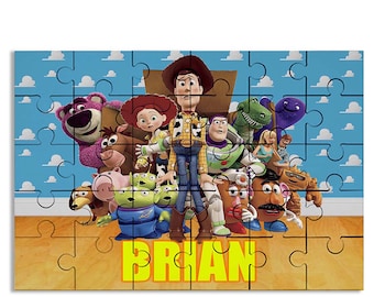 Toy Story Puzzle with Name Kids Jigsaw Gift for Son Daughter Grandson Granddaughter Birthday | 30pcs 7.5x9.5in