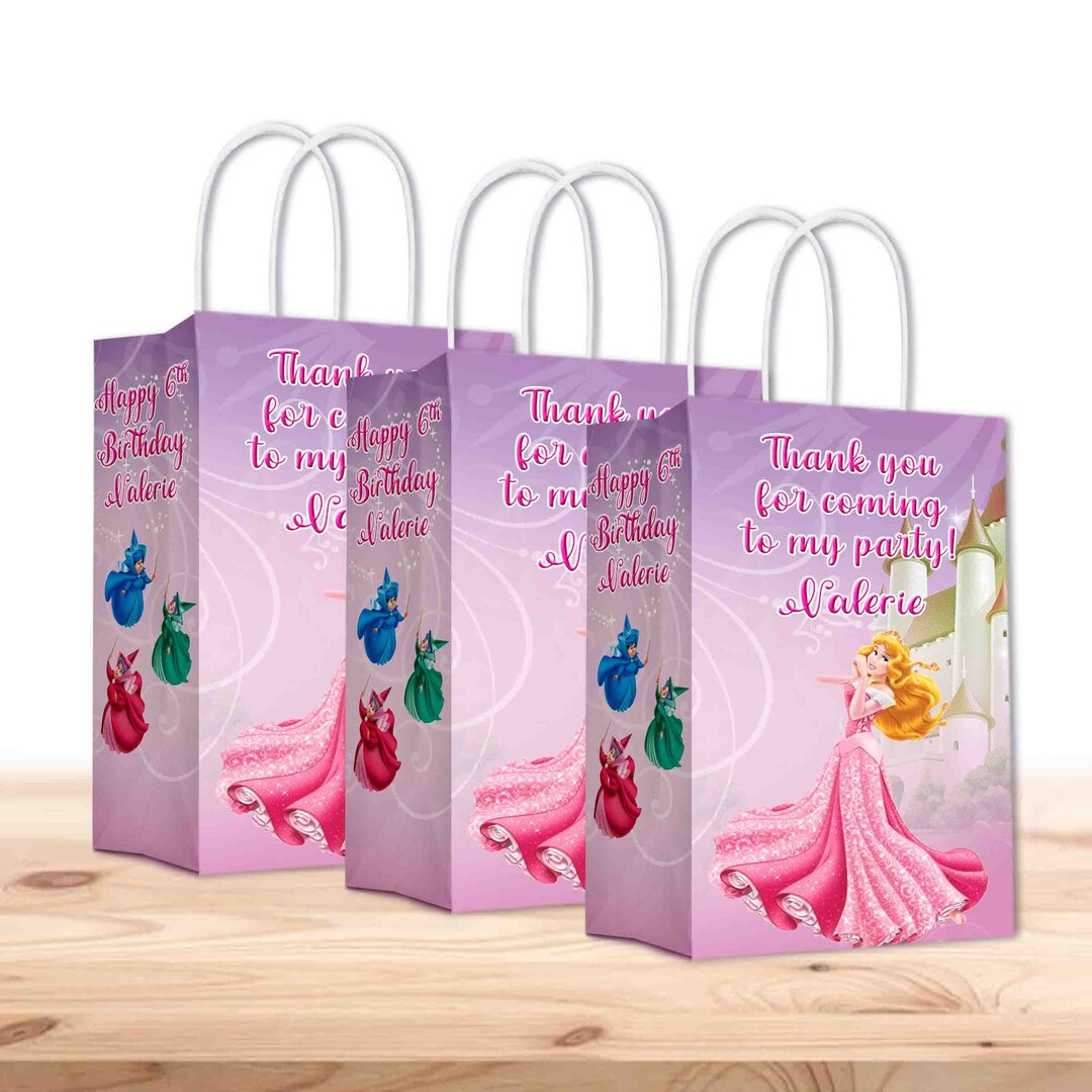 100 Pcs Princess Theme Cellophane Treat Bags With Ties - Pink Castle Floral Party Favor Bags