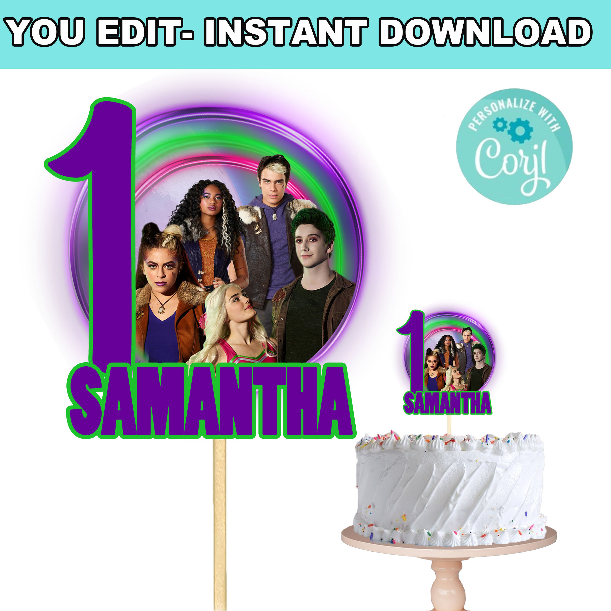 Zombies Cake Topper | Self-Editing | Instant Download