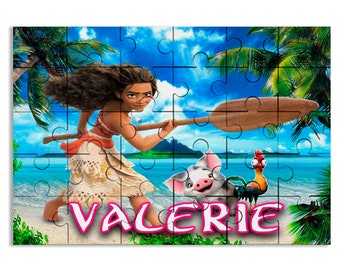 Moana Puzzle with Name Kids Jigsaw Gift Son Daughter Birthday | 30pcs 7.5x9.5in