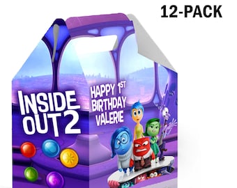 Inside Out Candy Gable Box for Birthday Party Favors 12 Pack - 4.4x4.5in