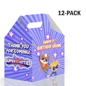 Superkitties Candy Gable Box for Birthday Party Favors 12 Pack - 4.4x4.5in