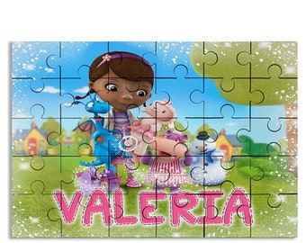 Doc McStuffins Puzzle with Name Kids Jigsaw Gift Son Daughter Birthday | 30pcs 7.5x9.5in