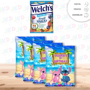 Etichetta adesiva per snack alla frutta Stitch per decorazioni per bomboniere per feste di compleanno per bambini Opzioni digitali e fisiche