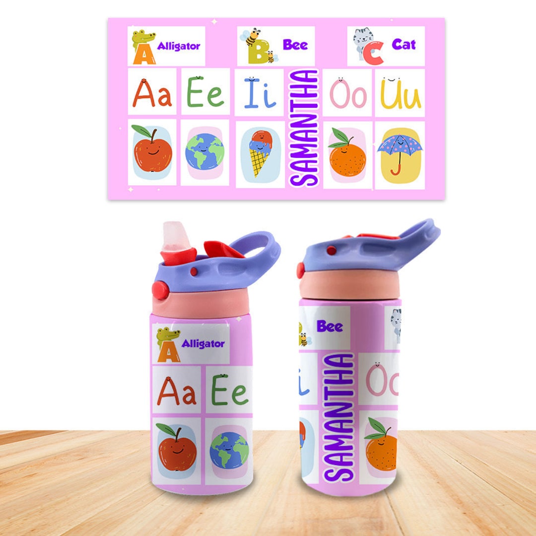 Custom Kids Water Bottle Personalized Toddler Insulated Tumbler 12oz ...