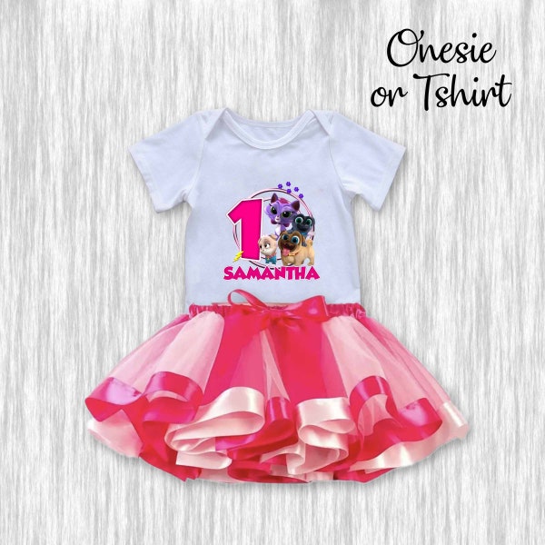 Puppy Dog Pals Birthday Girl Outfit - T-Shirt/Onesie and Twirl-Worthy Skirt/Tutu #Style 2