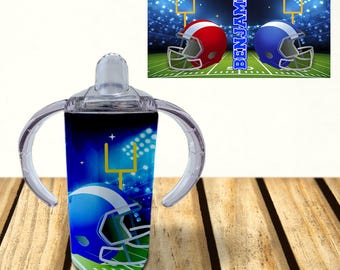 Custom Kids Sippy Cup Personalized Toddler Insulated Tumbler 12oz Bottle Football Sports Team
