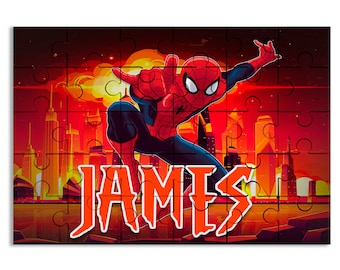 Spiderman Puzzle with Name Kids Jigsaw Gift Son Daughter Birthday | 30pcs 7.5x9.5in