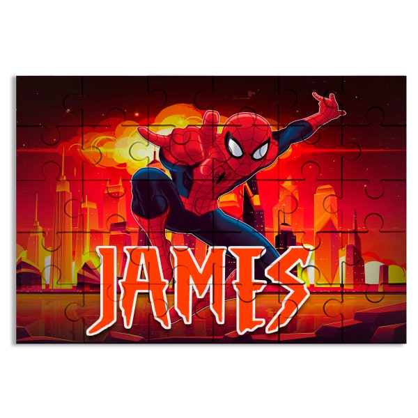 Spiderman Jigsaw Puzzle with Name - 30pcs | 7.5x9.5in