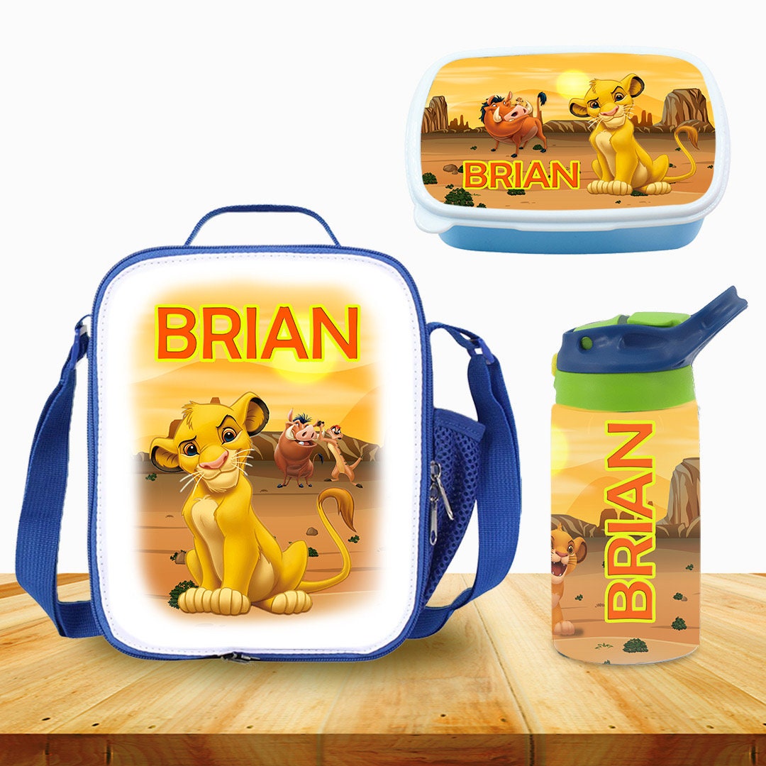 Buy Custom School Kids Bundle Insulated Lunch Bag Snack Box Sippy Cup  Bottle Personalized Toddler Set Lion King Simba Mufasa Online in India 