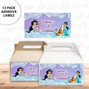 Jasmine Gable Box Labels | 12-Pack Stickers | Size 6x3.25in