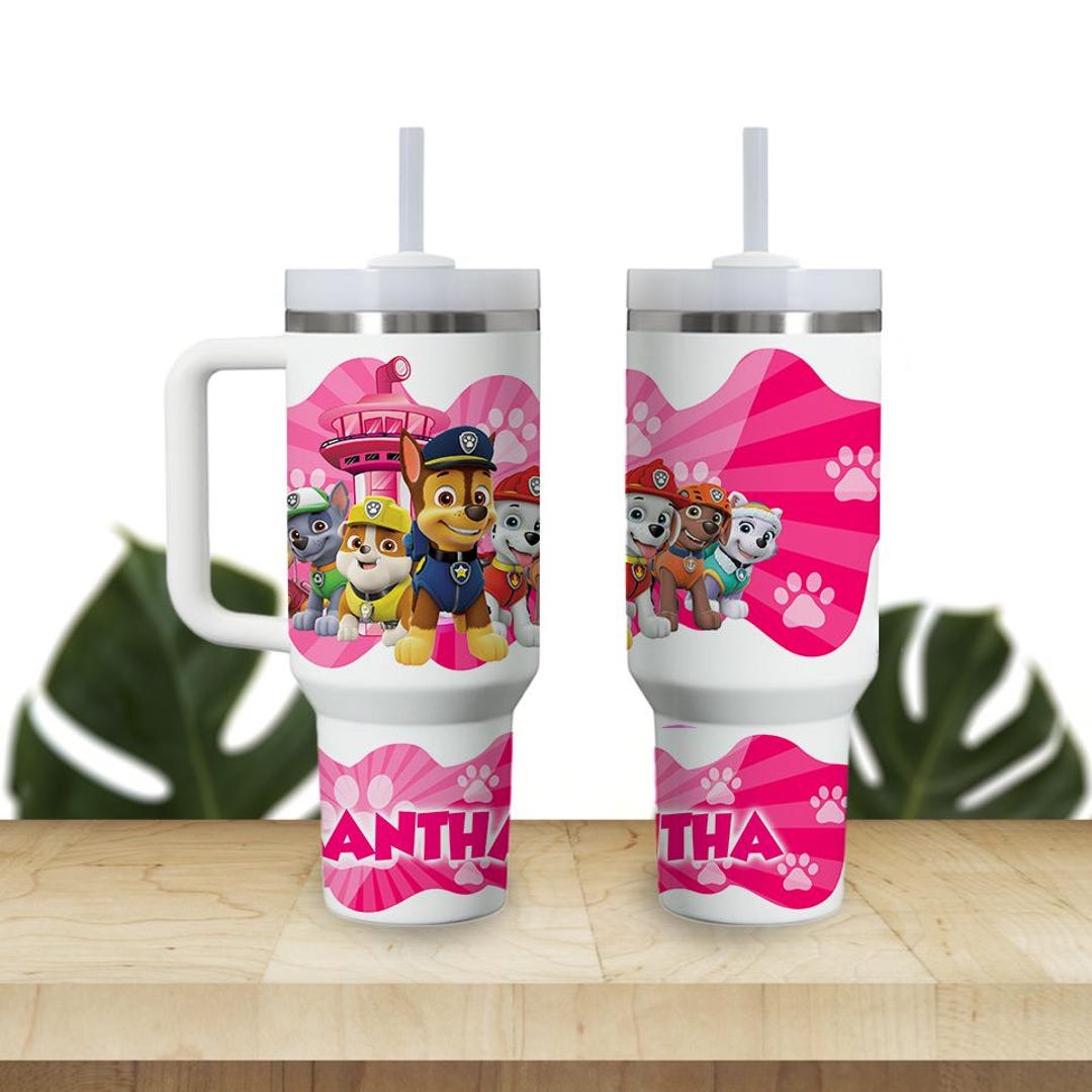 Custom Kids Tumbler 40oz Personalized Name Insulated Bottle Water Paw ...