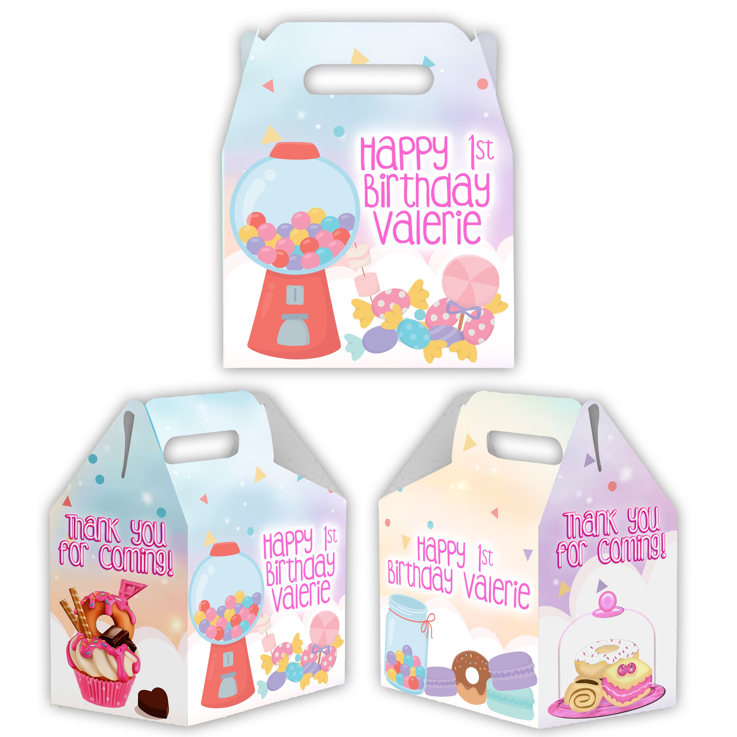 Candyland Candy Gable Box for Birthday Party Favors 12 Pack