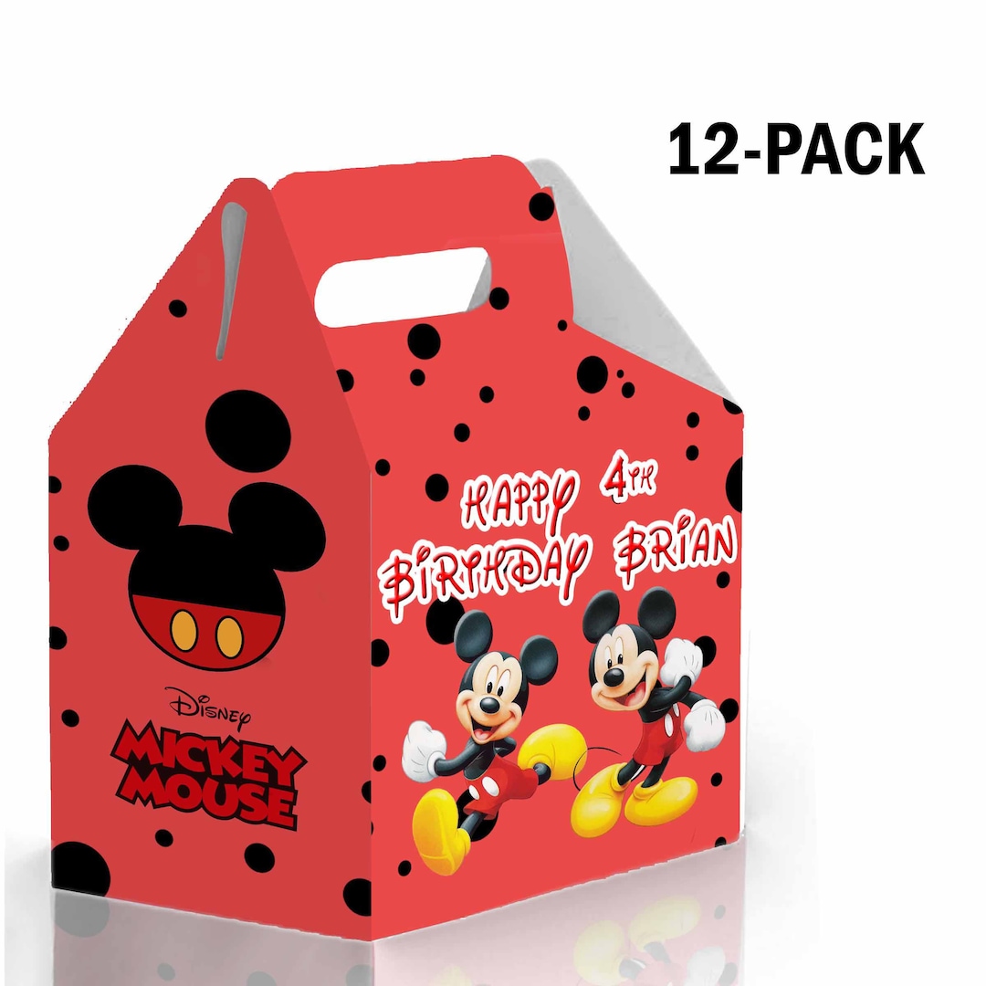 Mickey Mouse Candy Gable Box for Birthday Party Favors 12 Pack - 4.4x4 ...