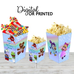 Scatola di popcorn Muppet Babies per bomboniera snack per feste di compleanno - Opzioni digitali e fisiche