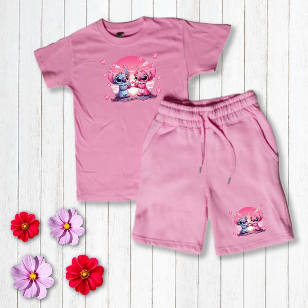 Custom Kids' Short Set Outfit Shorts & Tshirt Stitch and Angel 2 - Etsy