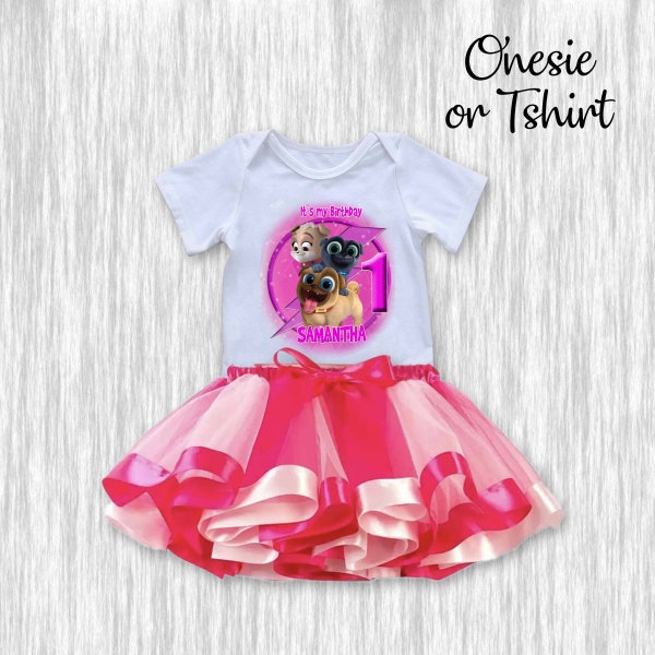 Puppy Dog Pals Birthday Girl Outfit - T-Shirt/Onesie and Twirl-Worthy Skirt/Tutu