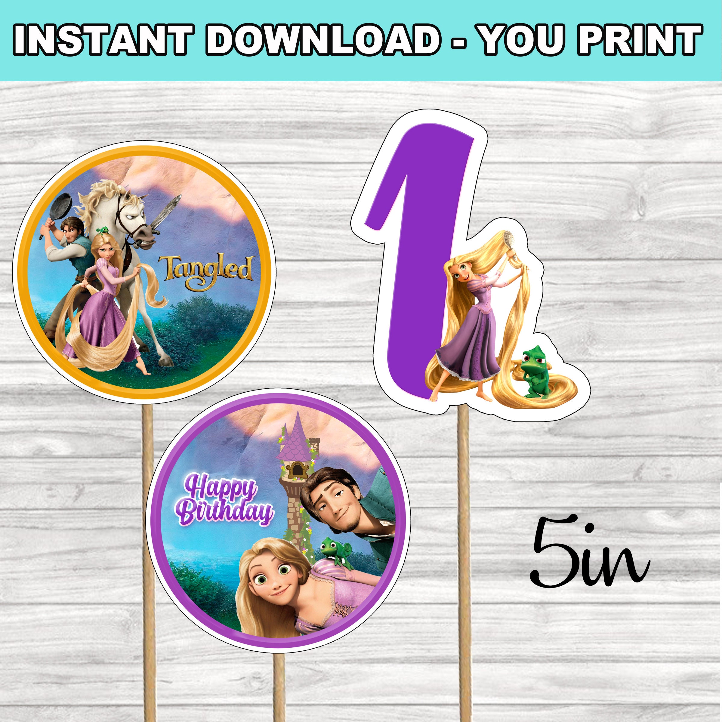 Tangled Centerpieces Instant Download YOU PRINT