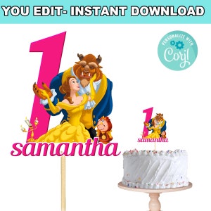 Beauty and the Beast Cake Topper | Self-Editing | Instant Download