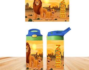 Custom Kids Water Bottle Personalized Toddler Insulated Tumbler 12oz Lion King Simba Mufasa