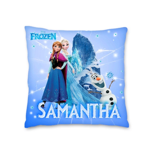 Frozen Pillow with Name Kids Cushion Room Decor Gift for Son Daughter Grandson Granddaughter- 16in insert included