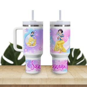 Custom Kids Tumbler 40oz Personalized  Name Insulated Bottle Water Princess Snow White