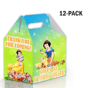 Snow White Candy Gable Box for Birthday Party Favors 12 Pack - 4.4x4.5in