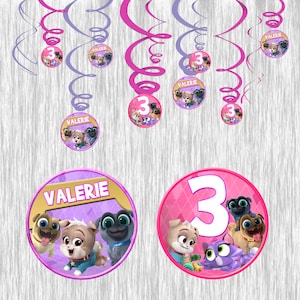 Hündchen-Kumpel-Swirl-Dekorationen für Geburtstagsfeier – 12er-Pack #Pink
