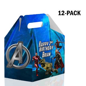 Avengers Candy Gable Box for Birthday Party Favors 12 Pack - 4.4x4.5in