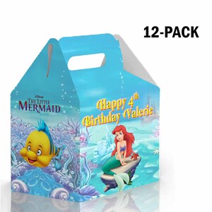 The little Mermaid Candy Gable Box for Birthday Party Favors 12 Pack - 4.4x4.5in