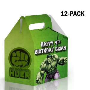 12 bolsas de regalo de suministros de fiesta de Hul Super Hero bolsas de  caramelo de papel, recuerdos de fiesta de cumpleaños para niños y niñas
