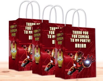 Iron Man Gift Favor Bags with Handles - 12pack