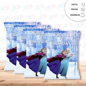 Frozen Chip Bags Label for Kids Birthday Party Favor Decor, Stickers or Finished Options