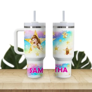 Custom Kids Tumbler 40oz Personalized  Name Insulated Bottle Water Princesses Beauty and the Beast