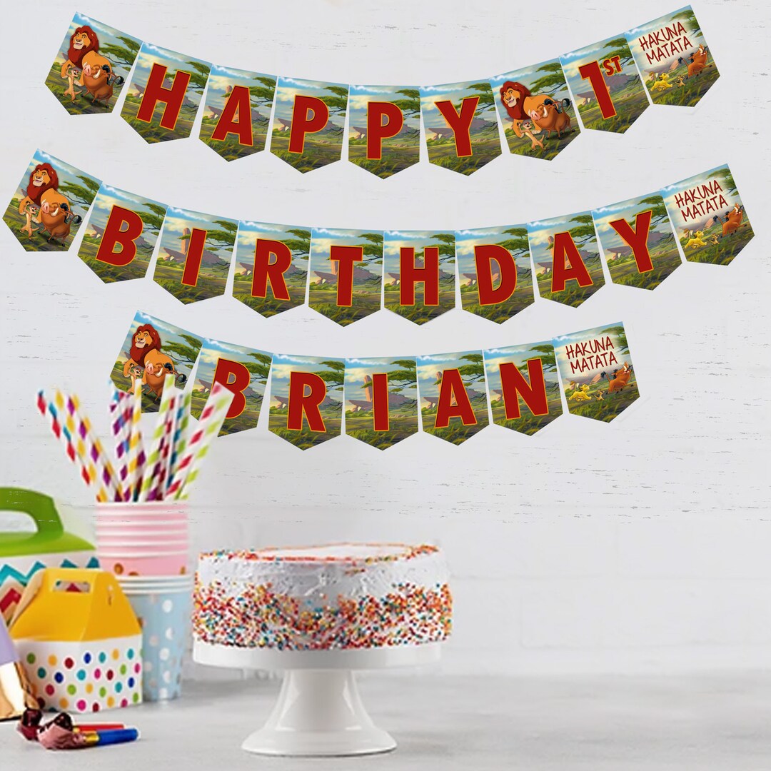 Lion King Birthday Banner for Wall Party Decor Customized With Ribbon ...