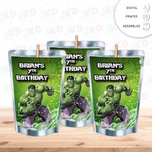 The Incredible Hulk Juice Pouch Label Sticker for  Kids Birthday Party Favor Decor - Digital and physical options