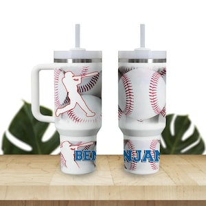 Custom Kids Tumbler 40oz Personalized  Name Insulated Bottle Water Baseball Theme 1
