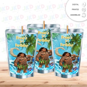 Etiqueta adhesiva de bolsa de jugo de Maui para decoración de favor de fiesta de cumpleaños para niños - Opciones digitales y físicas