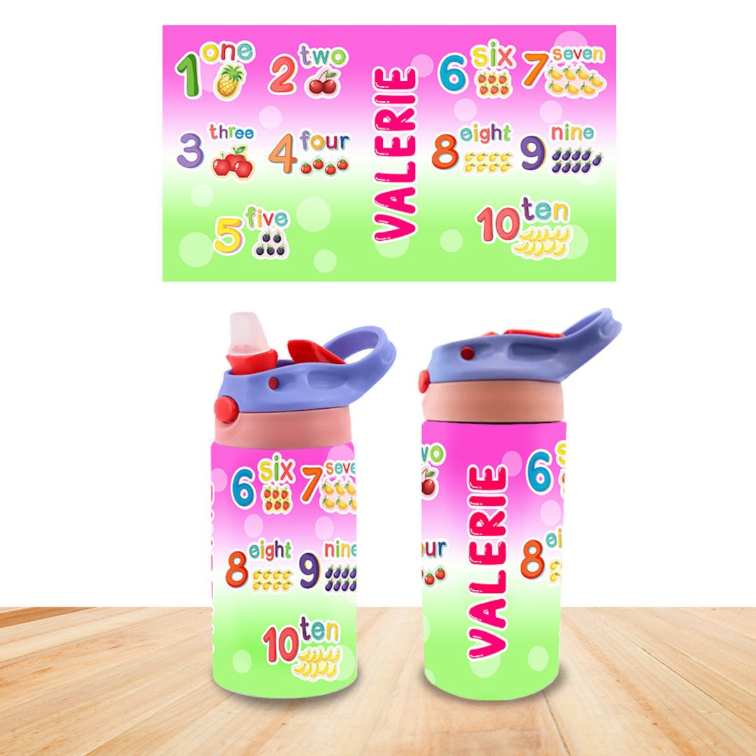 Custom Kids Water Bottle Personalized Toddler Insulated Tumbler 12oz ...