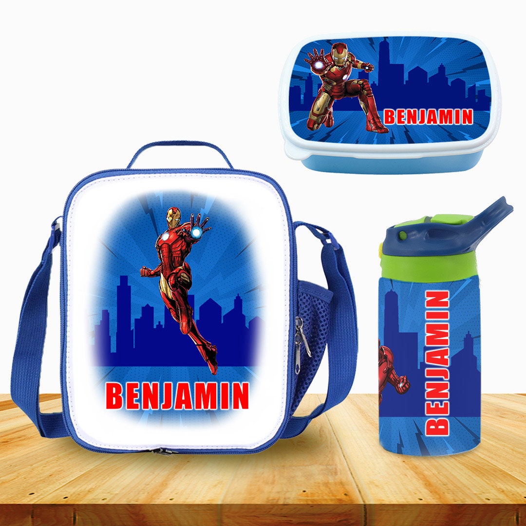 Custom Kids Lunch Bag With Strap Personalized School Insulated Picnic Box Iron Man Avengers Superhero Etsy Canada