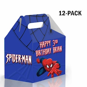Boîte de bonbons à pignon Spiderman pour cadeaux d'anniversaire, lot de 12 - 4,4 x 4,5 pouces