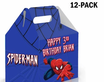 Spiderman Candy Gable Box for Birthday Party Favors 12 Pack - 4.4x4.5in