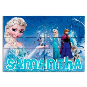 Frozen Puzzle with Name Kids Jigsaw Gift Son Daughter Birthday | 30pcs 7.5x9.5in