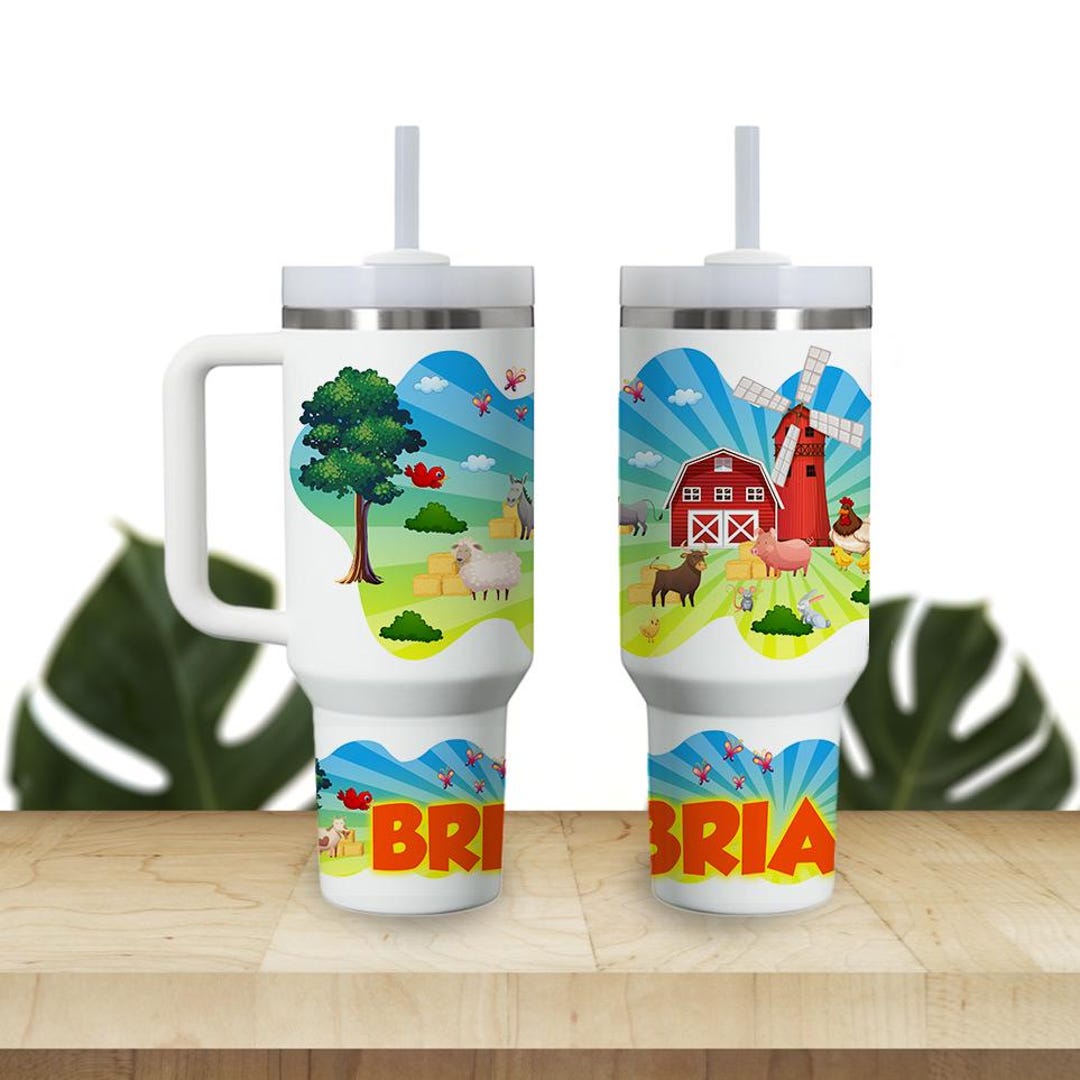 Custom Kids Tumbler 40oz Personalized Name Insulated Bottle Water Green ...